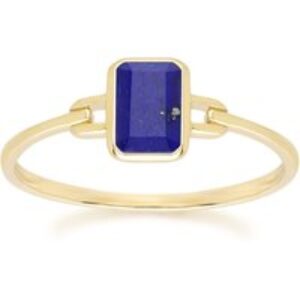 Classic Baguette Lapis Lazuli Ring in 9ct Yellow Gold