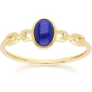 Classic Oval Lapis Lazuli Chain Ring in 9ct Yellow Gold