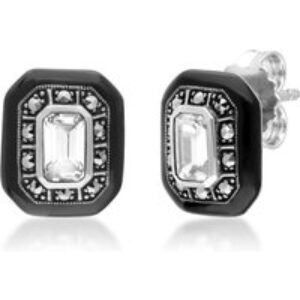 Artwork Deco Impressed White Topaz & Marcasite Stud Earrings