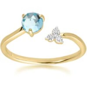 Vintage Gentle Swiss Blue Topaz Open Ring in 9ct Yellow Gold