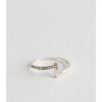 Silver Tone Diamanté Hug Ring New Glance - Image 2