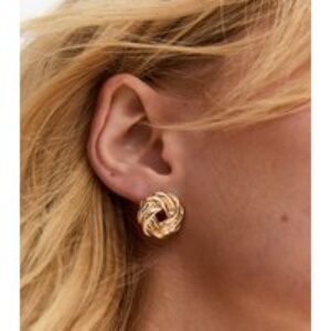 Gold Tone Knot Stud Earrings New Glance