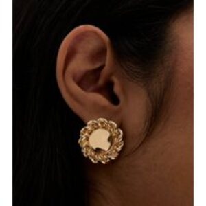Gold Large Twisted Circle Stud Earrings New Look