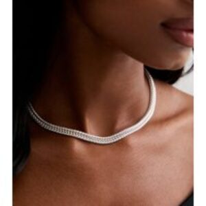Silver Flat Chain Snake Necklace New Glance