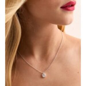 Silver Tone Cubic Zirconia Circle Necklace New Glance