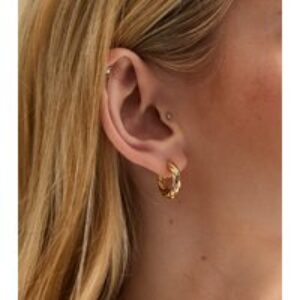 18ct Gold Plated Twist Hoop Earrings New Glance