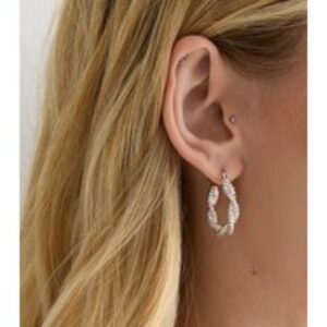 Silver-Tone Twist Hoop Earrings New Glance