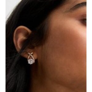 Gold Cubic Zirconia Crossover Earrings New Glance