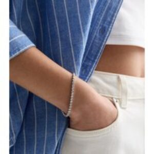 Silver Tone Diamanté Circle Hyperlink Bracelet New Glance