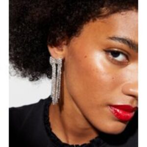 Diamanté Bow Tassel Earrings New Glance
