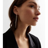 Gold Diamanté Tassel Earrings New Glance - Image 2