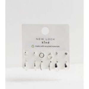 6 Pack Silver Diamanté Hoop and Stud Earrings New Glance
