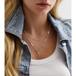 Silver Plated Layered Circle Pendant Necklace New Glance