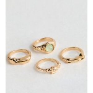4 Pack Gold Crushed Rings New Glance