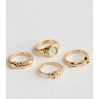 4 Pack Gold Overwhelmed Rings New Glance - Image 2