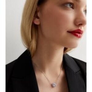 Silver Spherical Cubic Zirconia Pendant Necklace New Glance