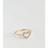 Gold Tone Open Middle Diamanté Ring New Glance - Image 2