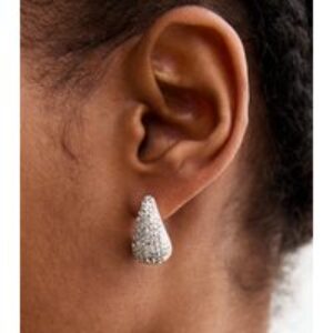 Silver Tone Diamanté Teardrop Earrings New Glance