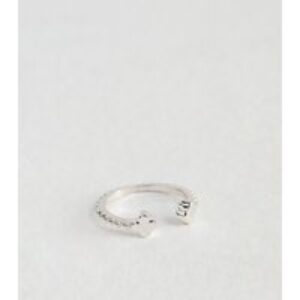 Silver Tone Flower Open Band Ring New Glance