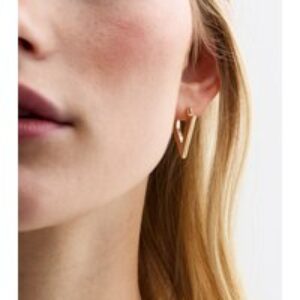 Gold Tone Triangular Hinge Earrings New Glance