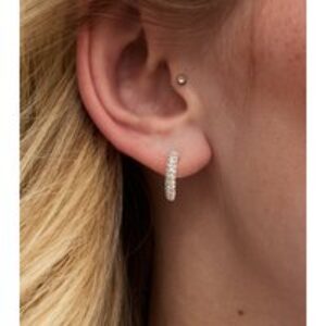 Silver Tone Diamanté Hoop Earrings New Glance