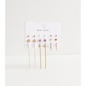 Pack Of 9 Mixed Design Gold Tone Earrings New Look
