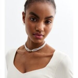 Gold Tone Fake Pearl Choker Necklace New Glance