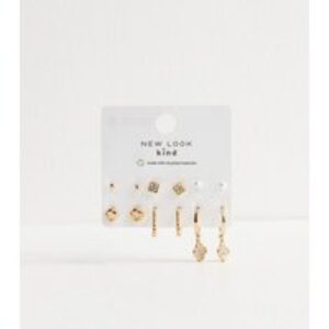 Pack Of 6 Blended Designs Gold Tone Earrings New Glance