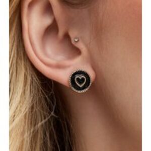 Black Gold Tone Center Teeth Stud Earrings New Glance