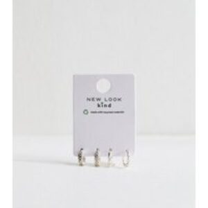 Pack of two Silver Tone Diamante Adorned Hoop Earrings  New Glance