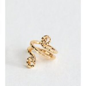Gold Tone Textured Spiral Wraparound Ring New Glance