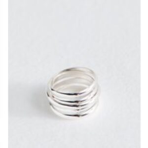 Silver Tone Wrap Impact Tube Ring New Glance