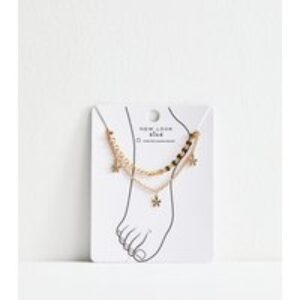 Pack of two Flower and Disc Anklets New Glance
