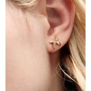 Gold Tone Diamanté Pass Stud Earrings New Glance