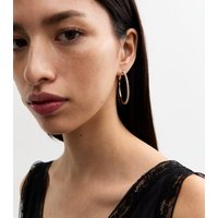 Gold Tone Diamante Adorned Hoop Earrings New Glance - Image 2
