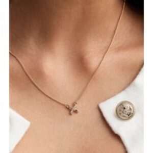 Gold Tone Diamanté Go Pendant Necklace New Glance