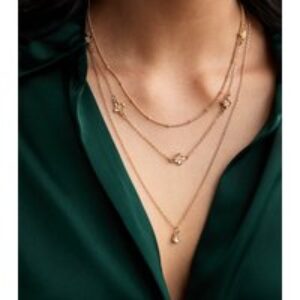 Gold Tone Multi-Row Mini Flower Allure Necklace New Glance