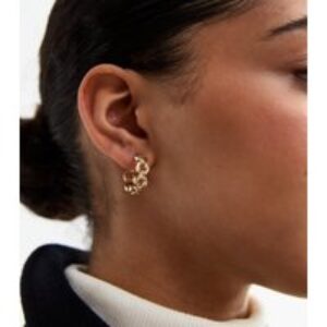 Gold Tone Chain Hoop Earrings New Look