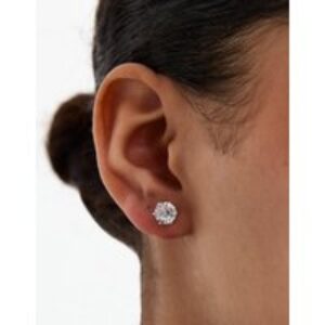Silver Tone Spherical Cubic Zirconia Stud Earrings New Glance