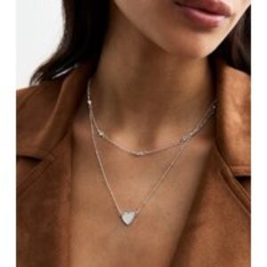 Silver Layered Pearl Impact Middle Allure Necklace New Glance