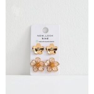 Pack of two Gold Tone Floral Earrings New Glance