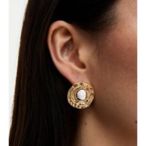 Gold Tone Distinction Centre Oval Studs New Glance