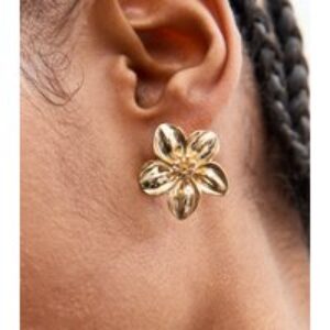 Gold Tone Flower Stud Earrings New Glance