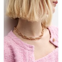 Gold Chunky Twist Hyperlink Choker Necklace New Glance - Image 2