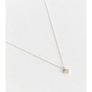 Silver Tone Cubic Zirconia Middle Pendant Necklace New Glance