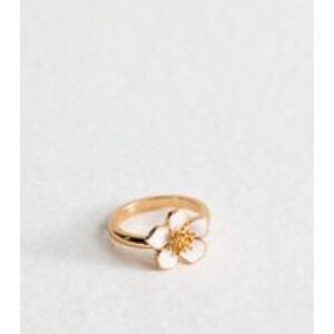 White Teeth Flower Ring New Glance