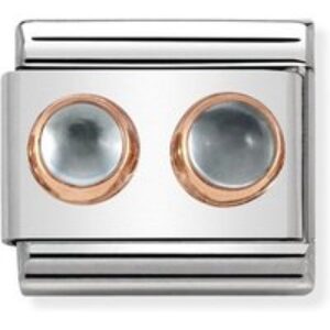 Nomination Rose Gold Blue Topaz Double Stone Attraction