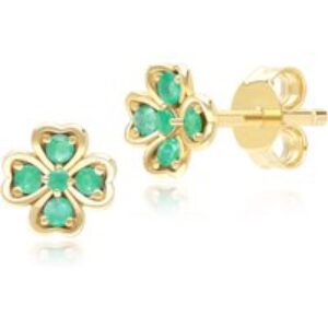 Gardenia Spherical Emerald Clover Stud Earrings in 9ct Yellow Gold