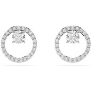 Swarovski Constella Rhodium Plated Round Crystal Stud Earrings