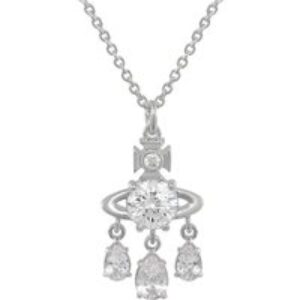 Vivienne Westwood Silver Joaquina Crystal Orb 3 Drop Necklace – Silver